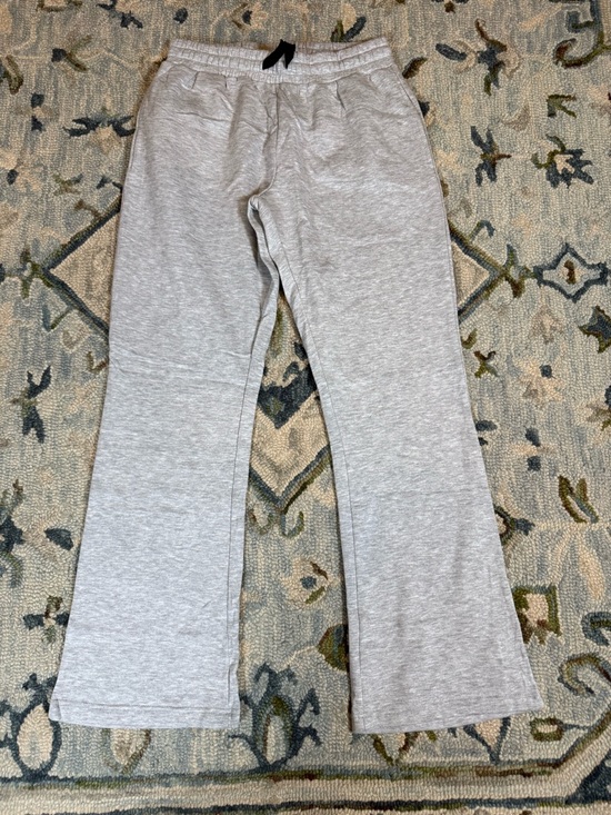 Pants - Heather Gray Flare Sweatpants Fleece Wide Leg Drawstring Lounge Pants Medium
